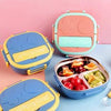 Stainless Steel Bento Lunch Box with Cutlery for Kids | 3 Compartment Square