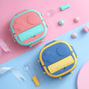 Stainless Steel Bento Lunch Box with Cutlery for Kids | 3 Compartment Square